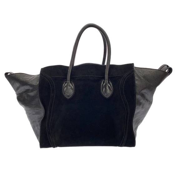 Celine Luggage Small Square Phantom Suede Leather Tote Bag Black - Picture 3 of 13